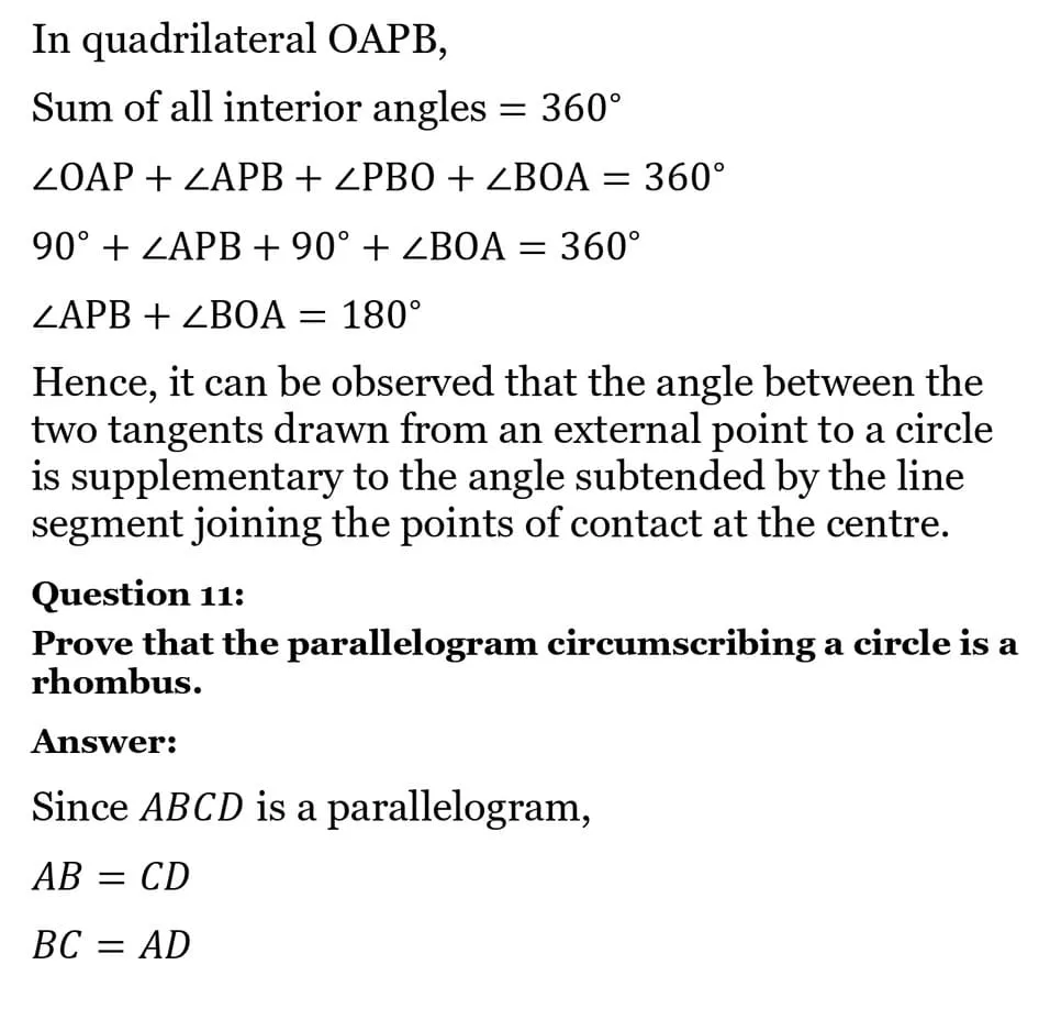 class 10th maths Circles chapter 10 solution18