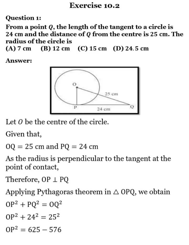 class 10th maths Circles chapter 10 solution5