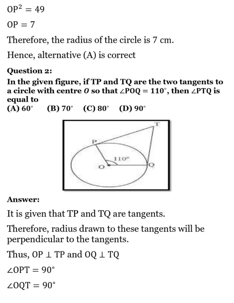 class 10th maths Circles chapter 10 solution6