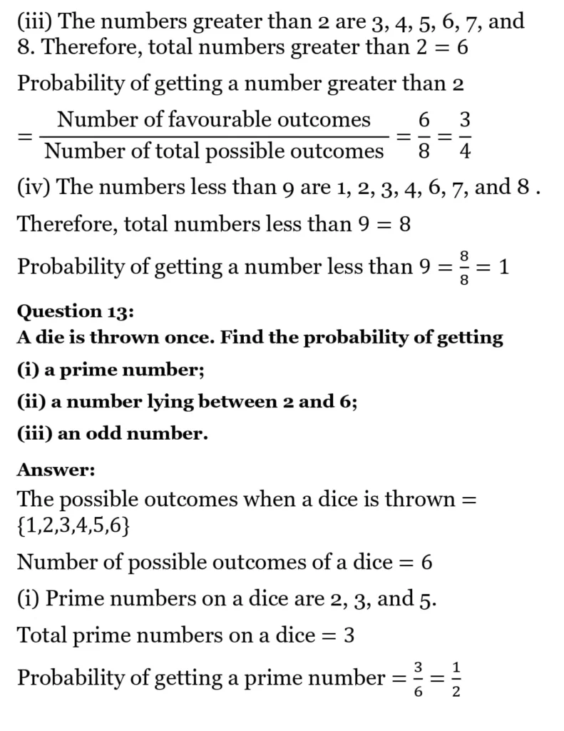 class 10th maths Proability chapter 14 solution10