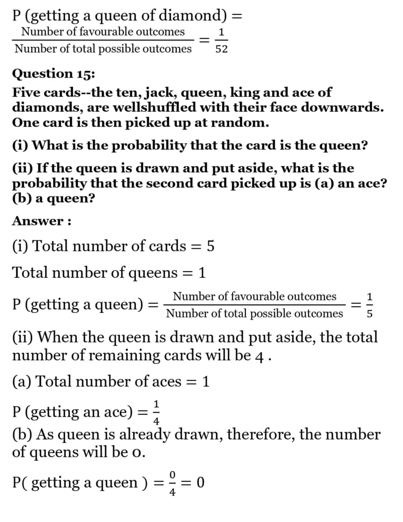 class 10th maths Proability chapter 14 solution13