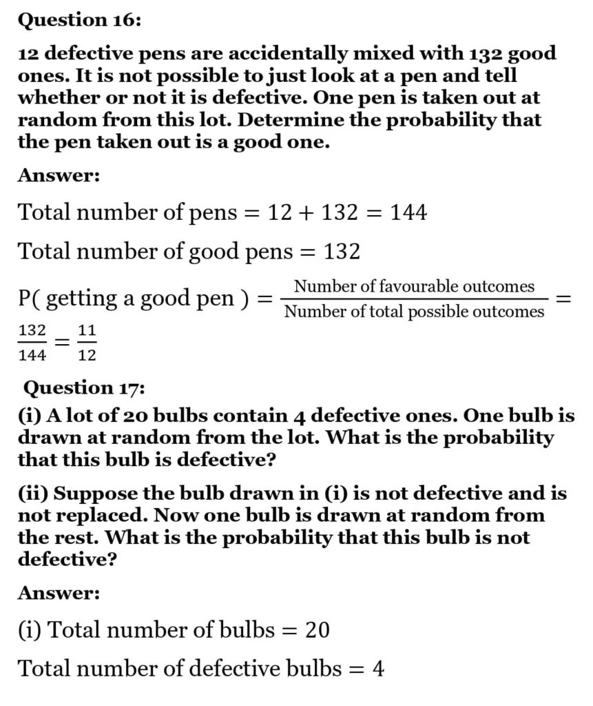class 10th maths Proability chapter 14 solution14