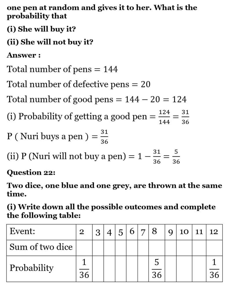 class 10th maths Proability chapter 14 solution18