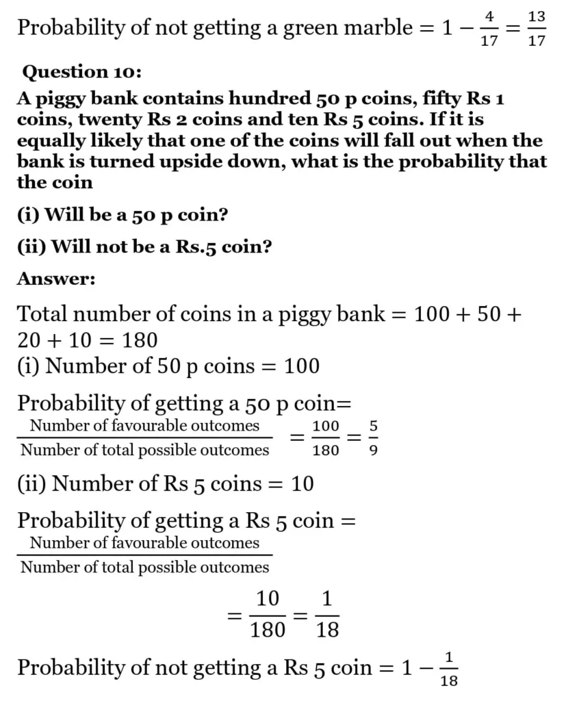 class 10th maths Proability chapter 14 solution7