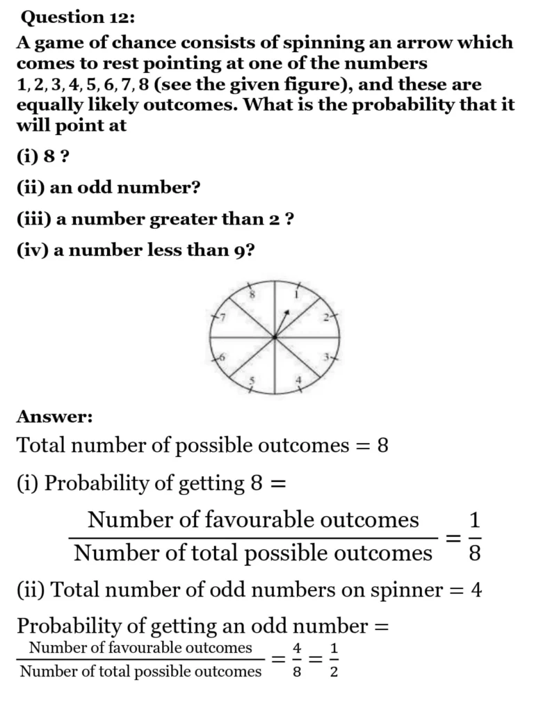 class 10th maths Proability chapter 14 solution9