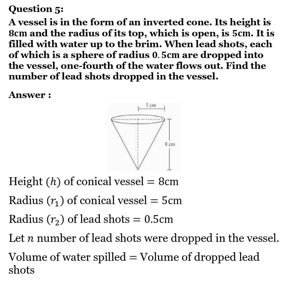 class 10th maths Surface Areas and Volumes chapter 12 solution17