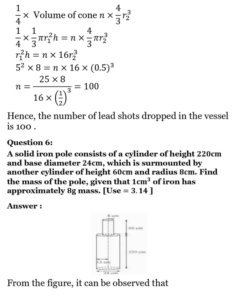 class 10th maths Surface Areas and Volumes chapter 12 solution18