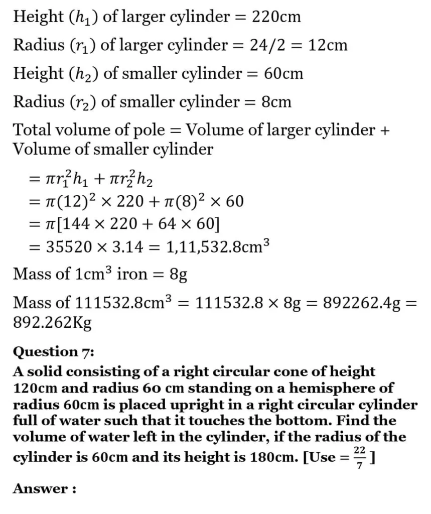 class 10th maths Surface Areas and Volumes chapter 12 solution19
