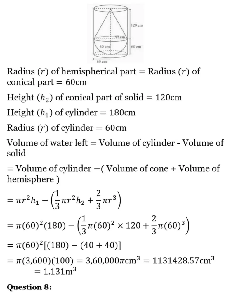 class 10th maths Surface Areas and Volumes chapter 12 solution20