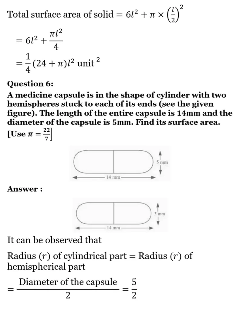 class 10th maths Surface Areas and Volumes chapter 12 solution6