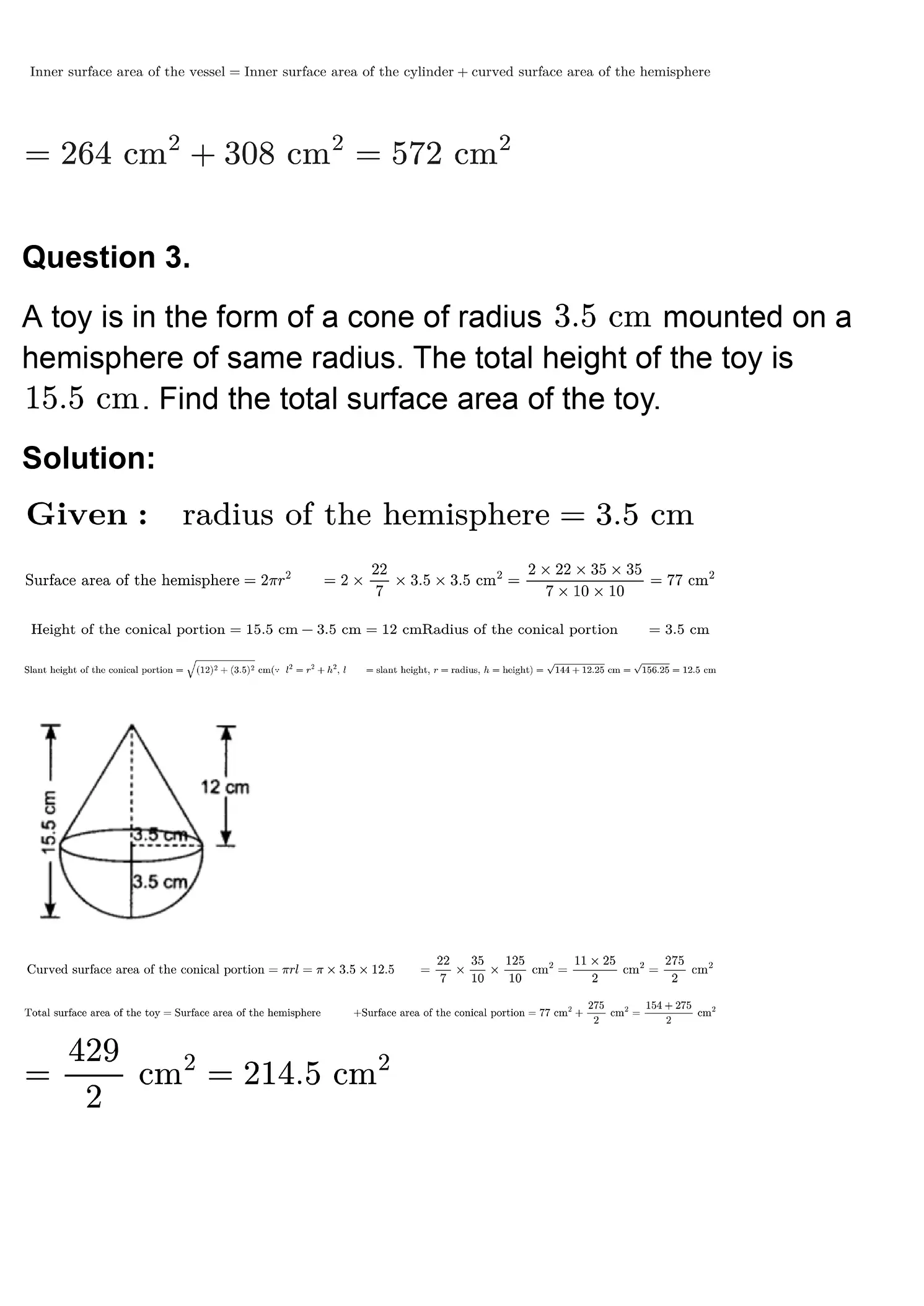 class 10th maths Surface Areas and Volumes chapter 13 solution page 0003