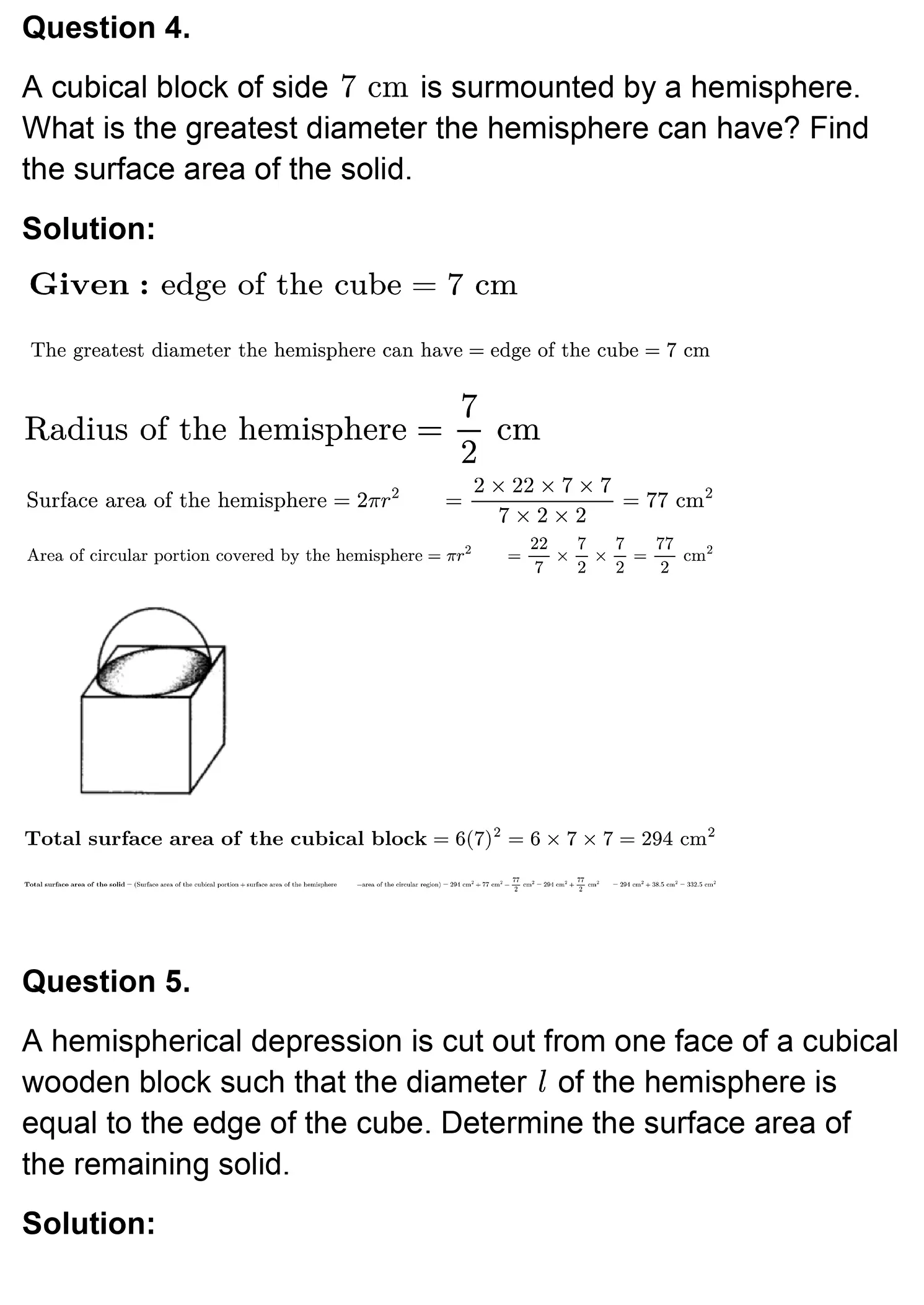 class 10th maths Surface Areas and Volumes chapter 13 solution page 0004