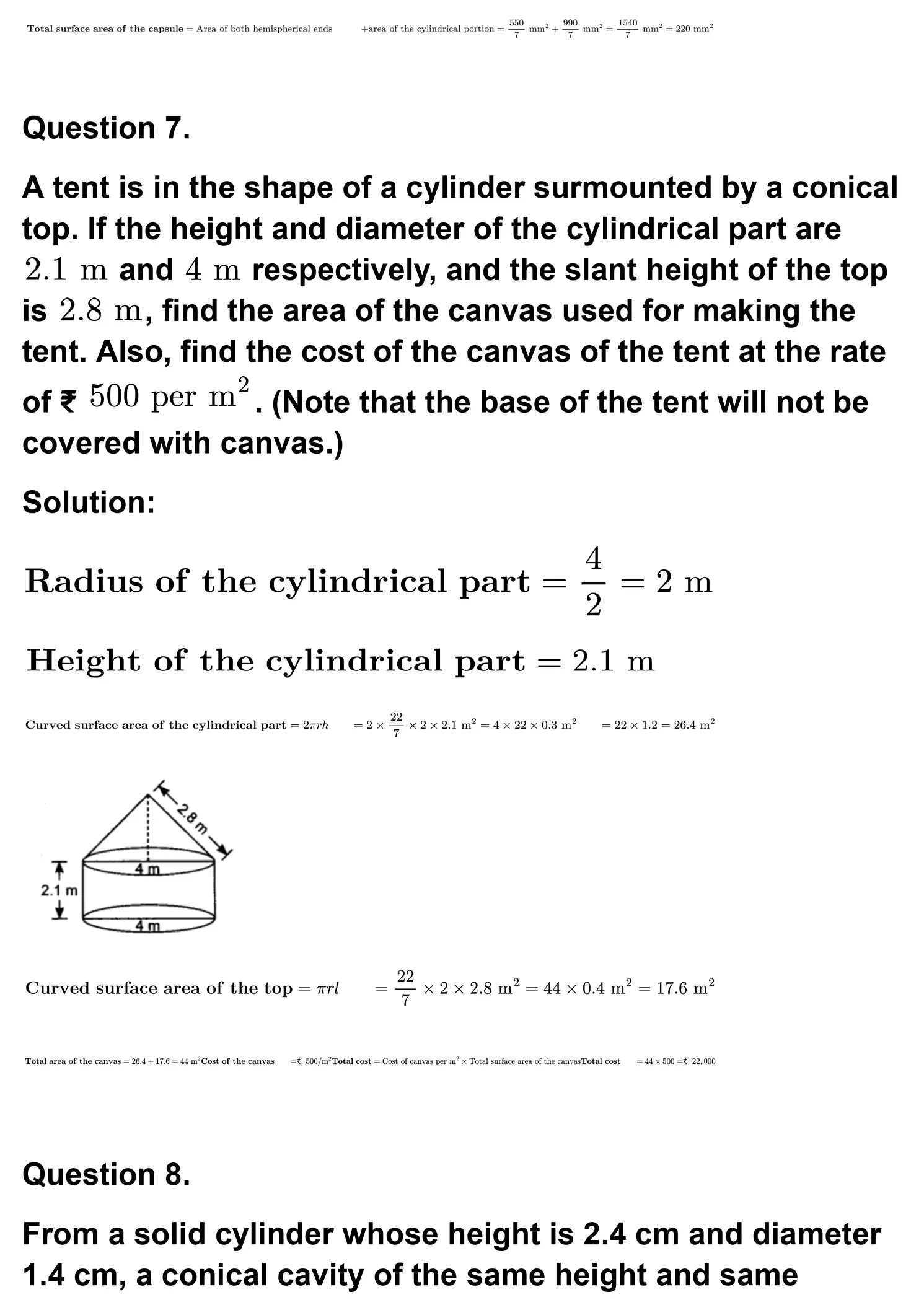 class 10th maths Surface Areas and Volumes chapter 13 solution page 0006