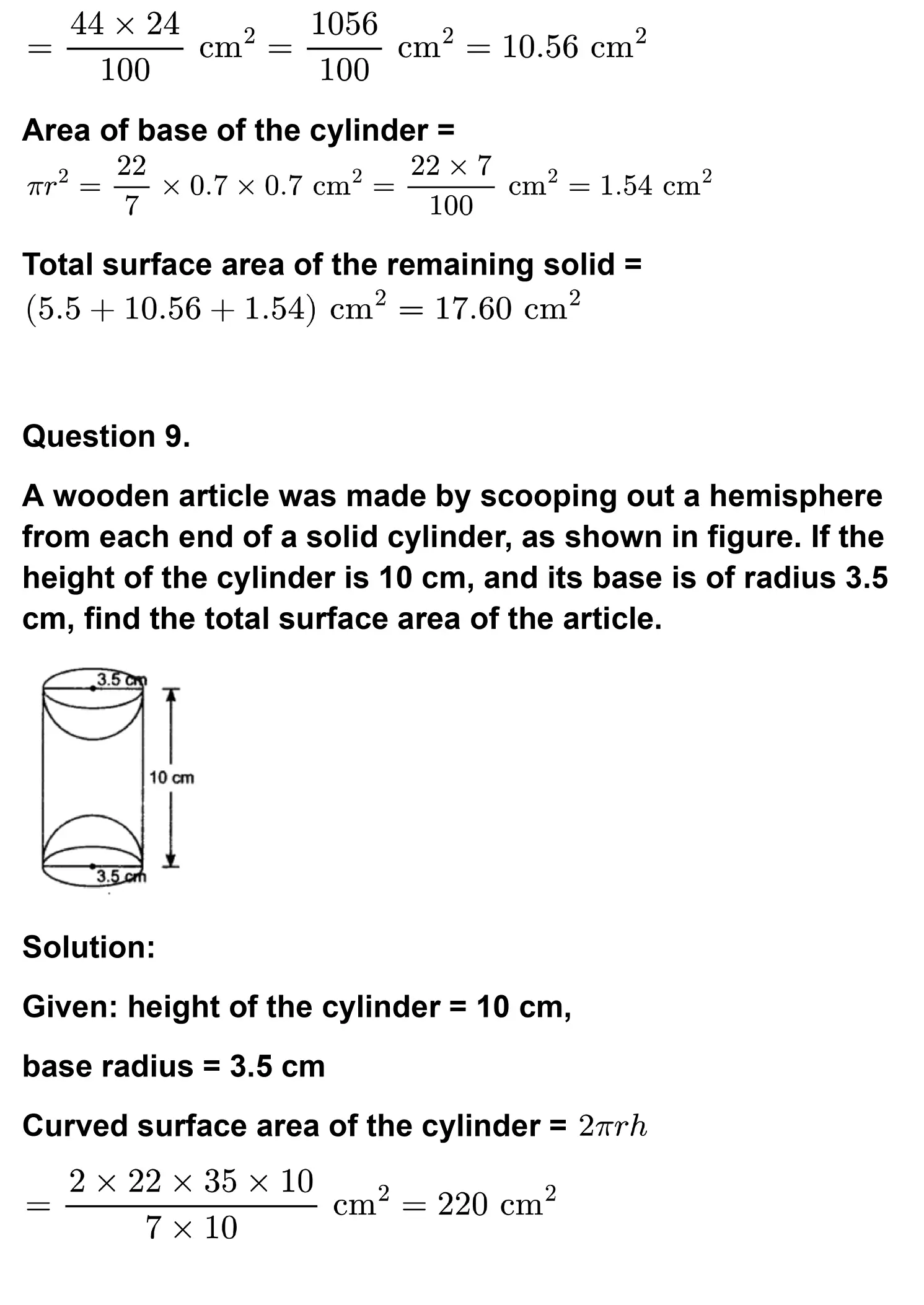class 10th maths Surface Areas and Volumes chapter 13 solution page 0008