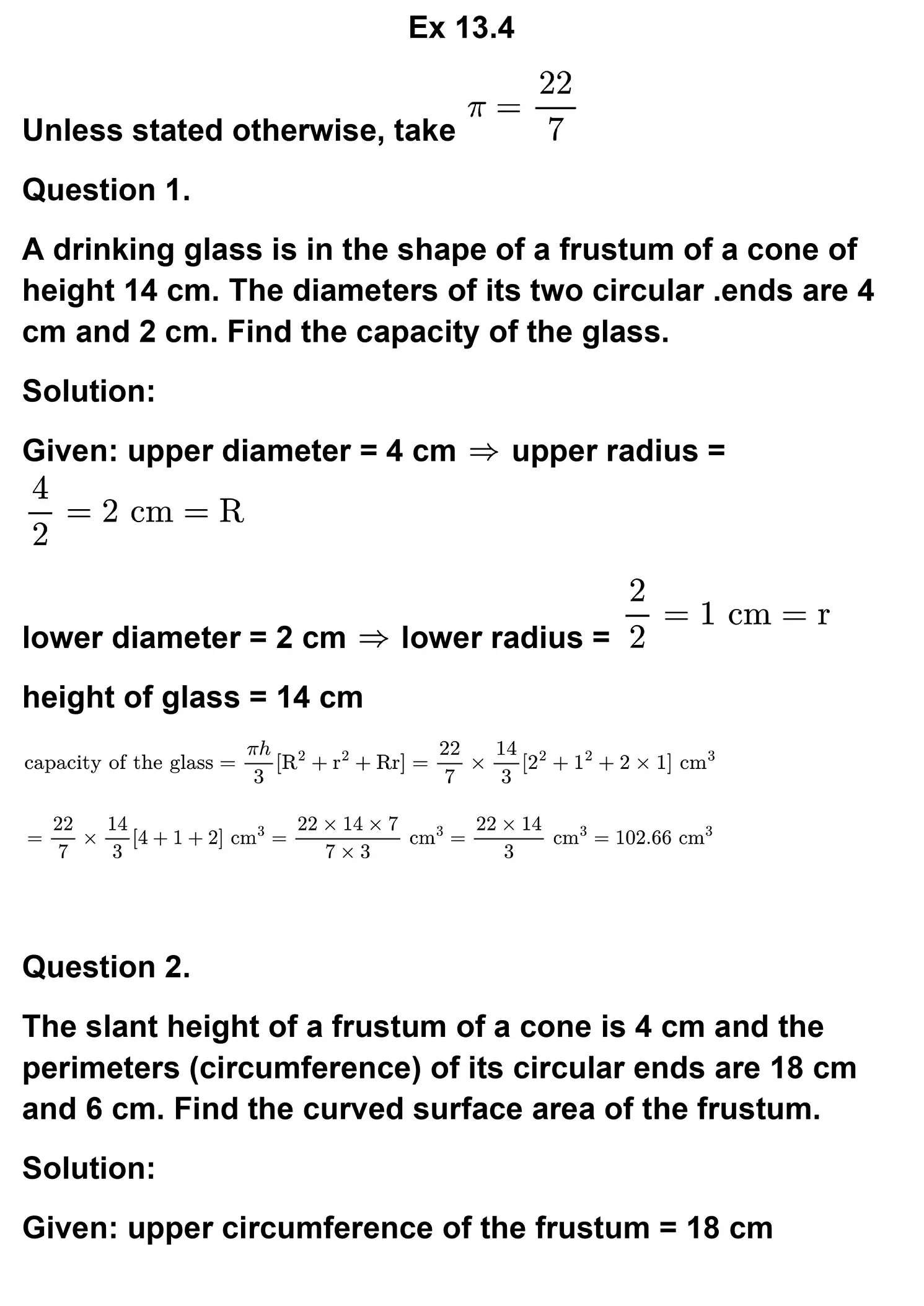 class 10th maths Surface Areas and Volumes chapter 13 solution page 0030