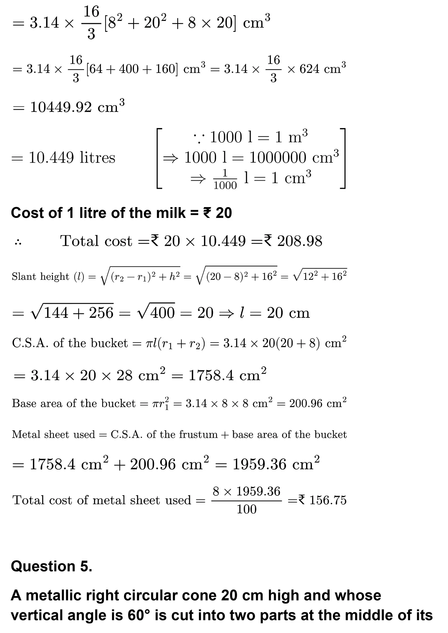 class 10th maths Surface Areas and Volumes chapter 13 solution page 0033