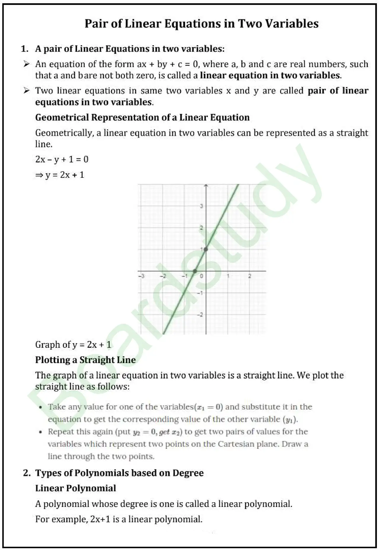 3. Pair of Linear Equations in Two Variables Notes page 0001