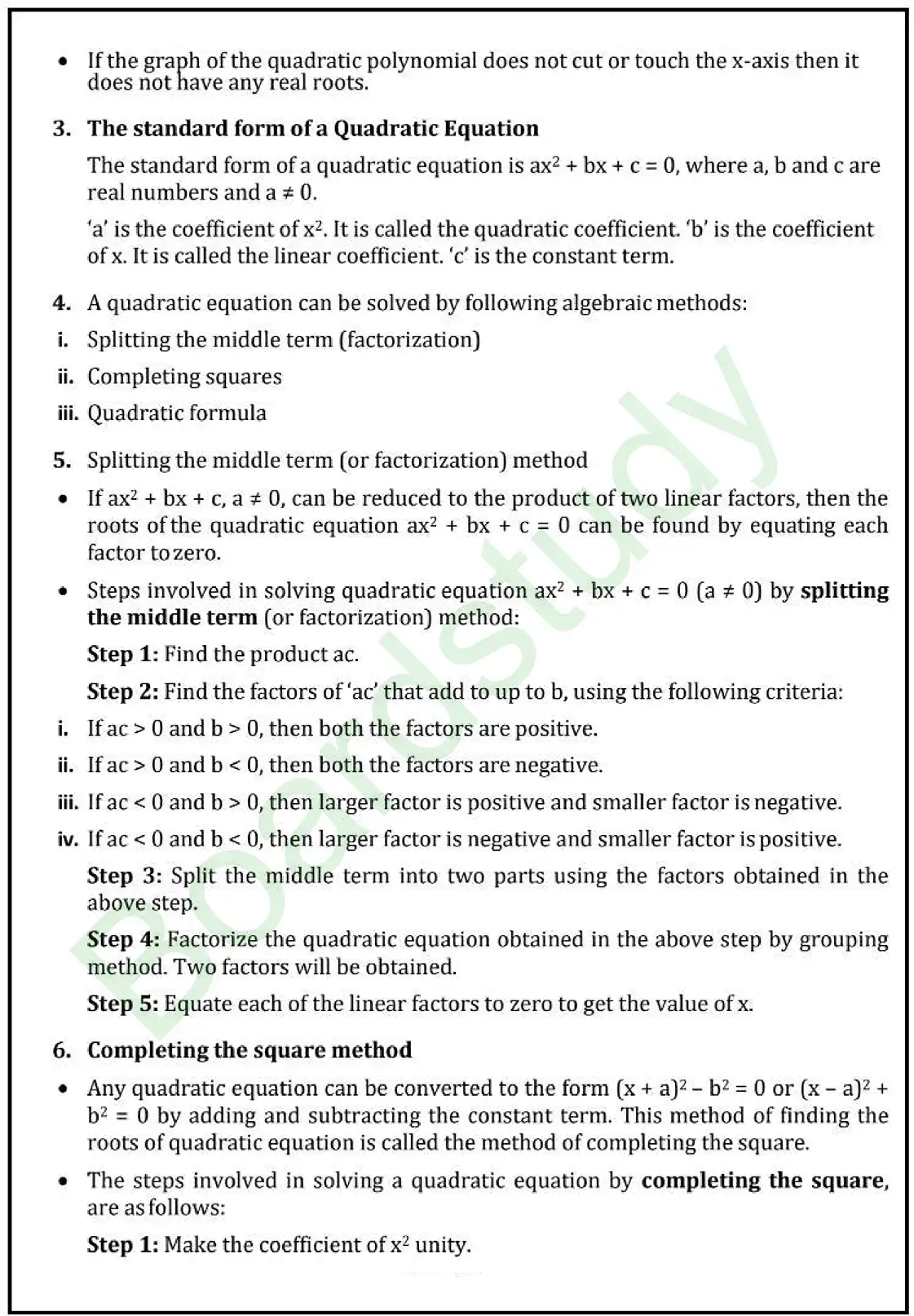 4. Quadratic Equations Notes page 0002