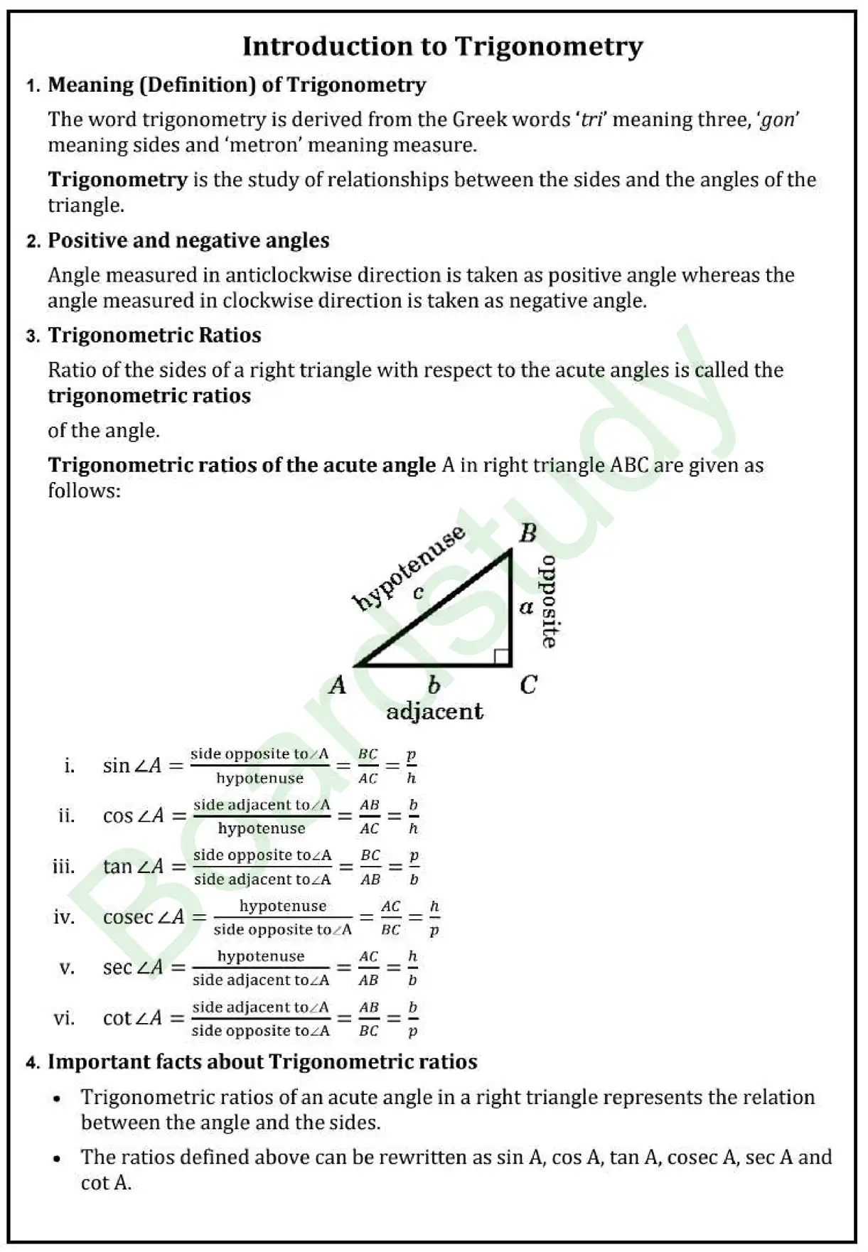 8. Introduction to Trigonometry Notes page 0001