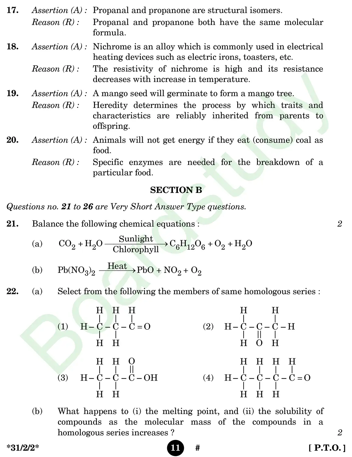 CBSE Class 10 Science 2025 Set 2 questions page 0011
