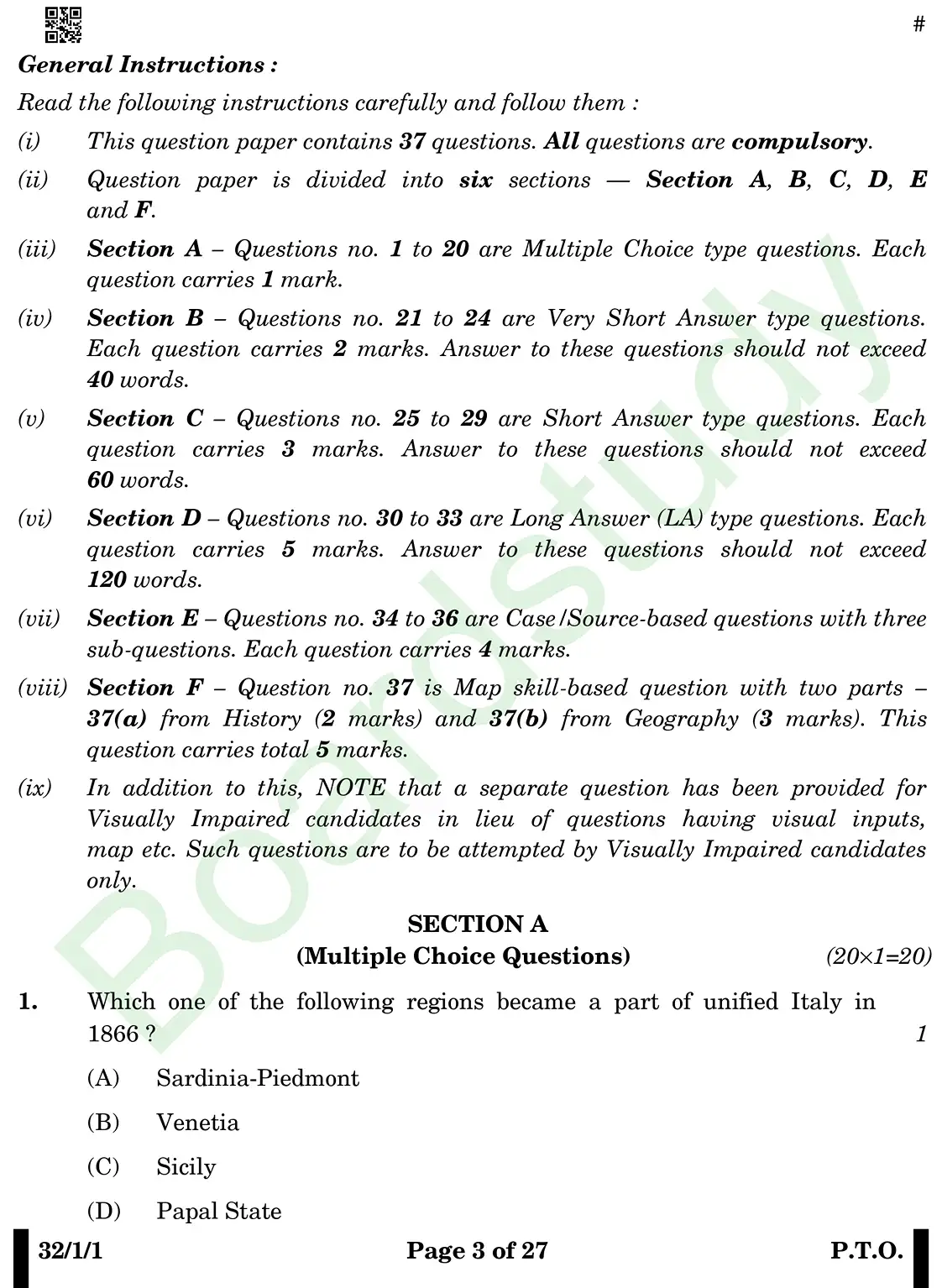 CBSE Class 10 Social Science PYQ 2025 Set 1 questions page 0003