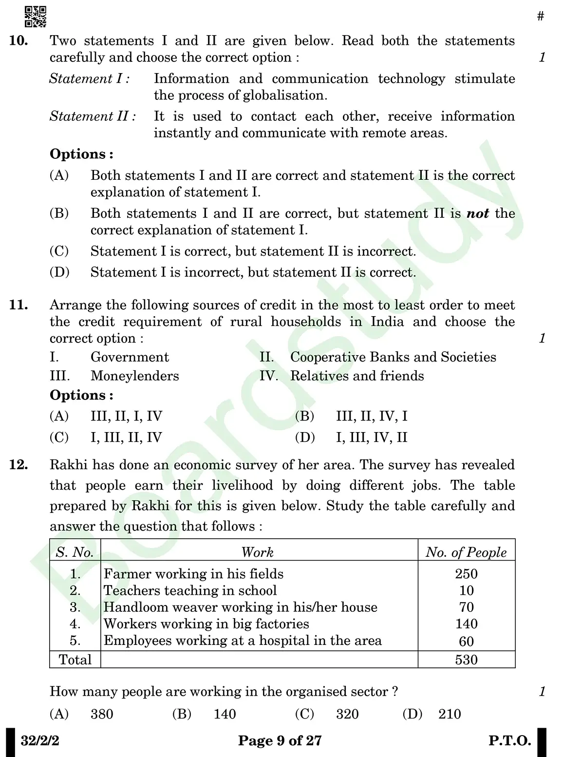 CBSE Class 10 Social Science PYQ 2025 Set 2 questions page 0009