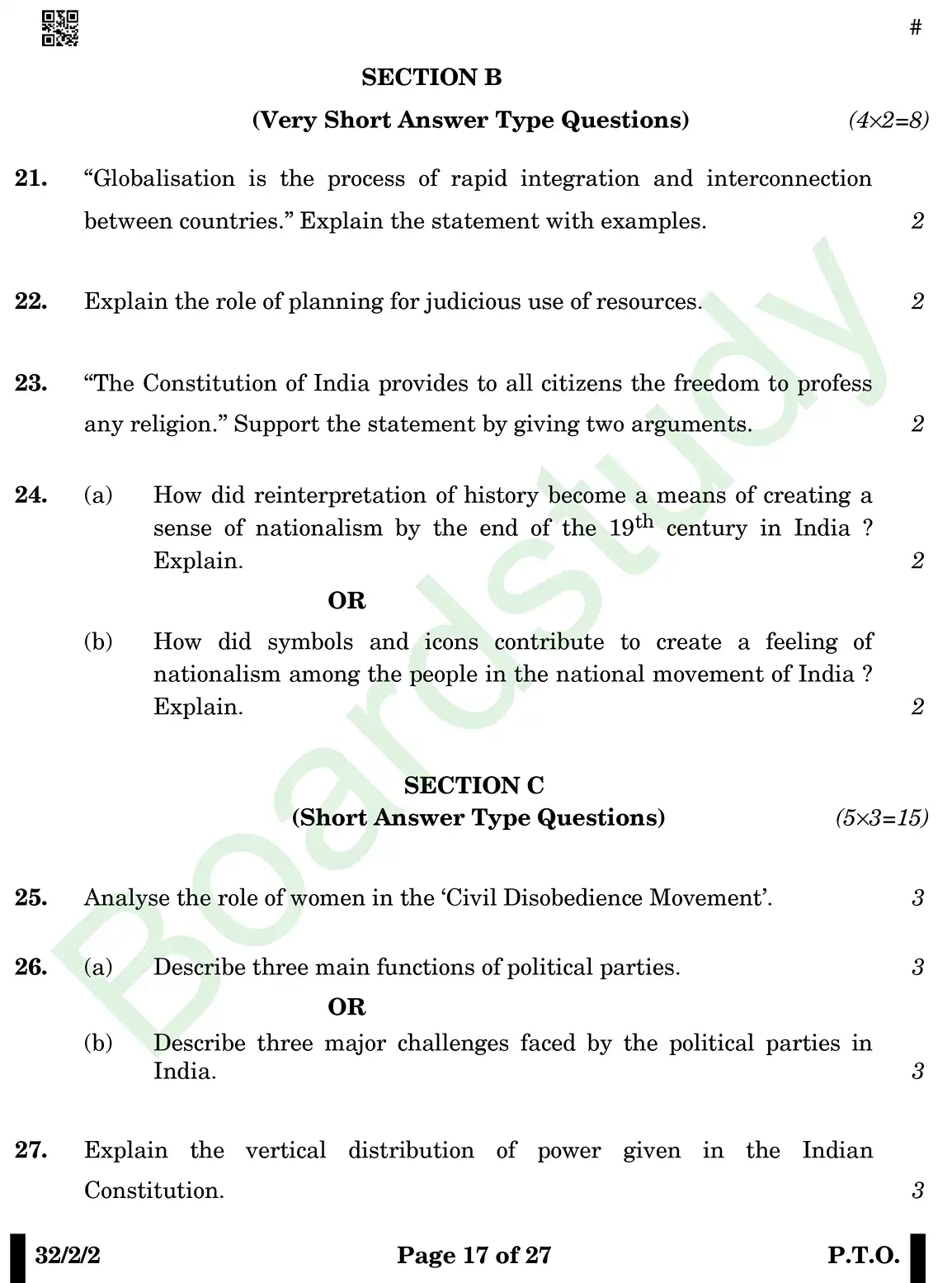 CBSE Class 10 Social Science PYQ 2025 Set 2 questions page 0017