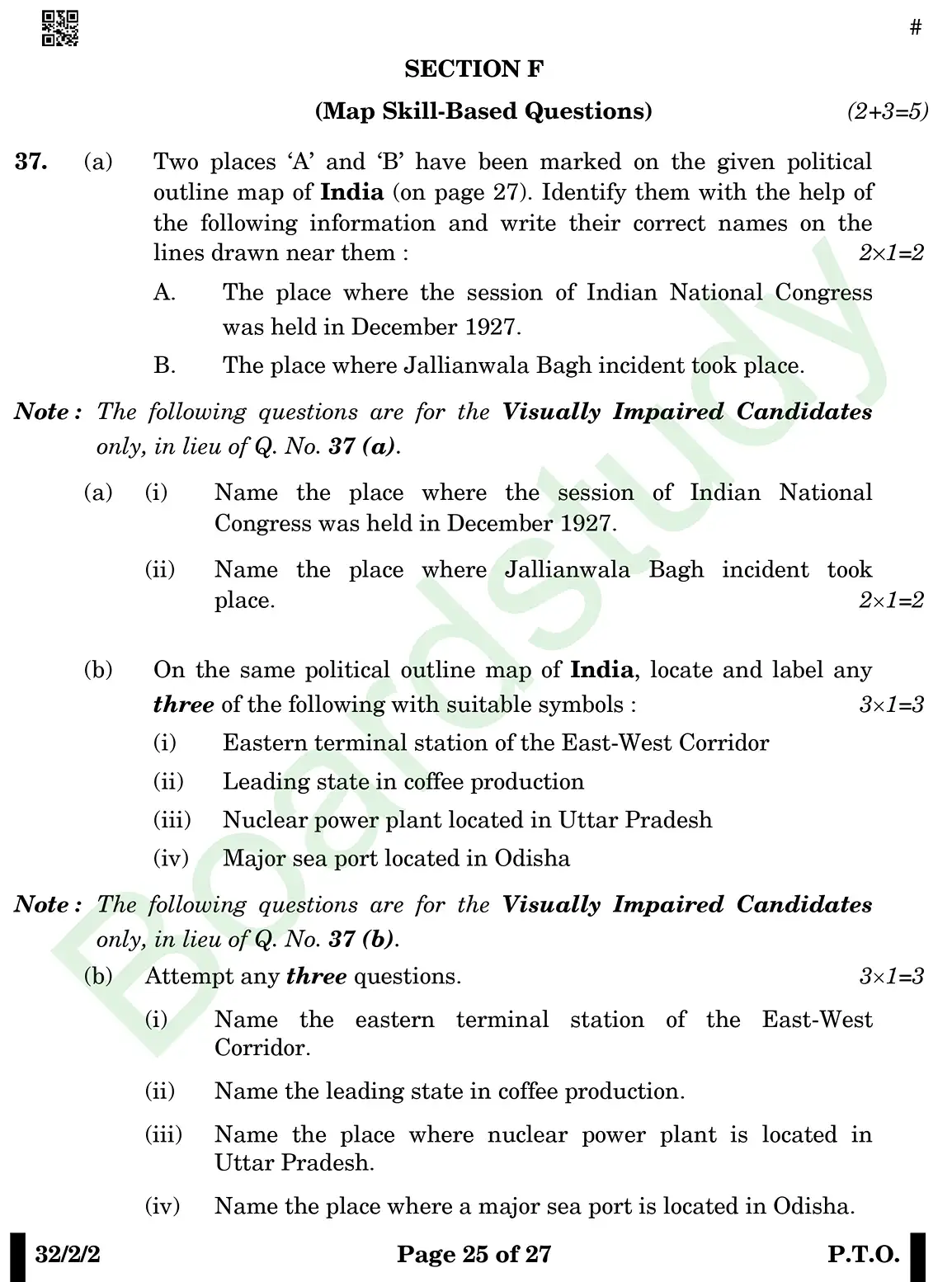 CBSE Class 10 Social Science PYQ 2025 Set 2 questions page 0025