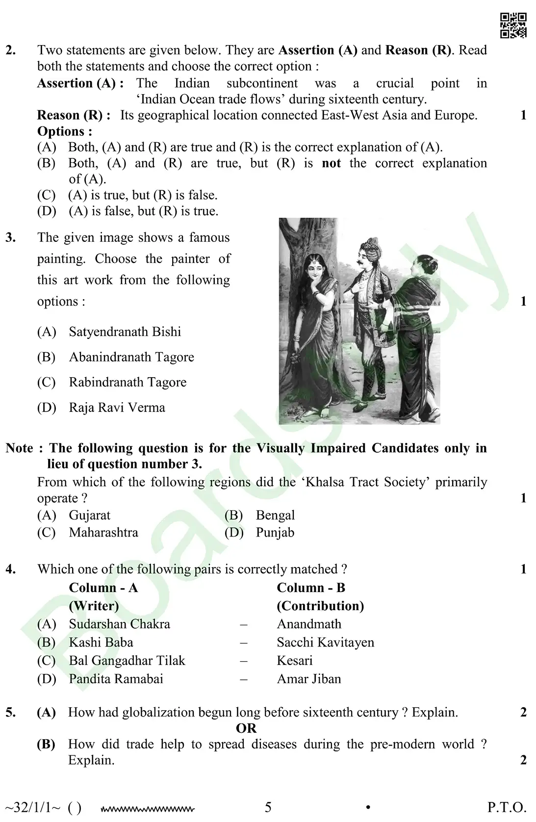 CBSE Class 10 Social Science PYQ 2026 set 1 questions page 0005