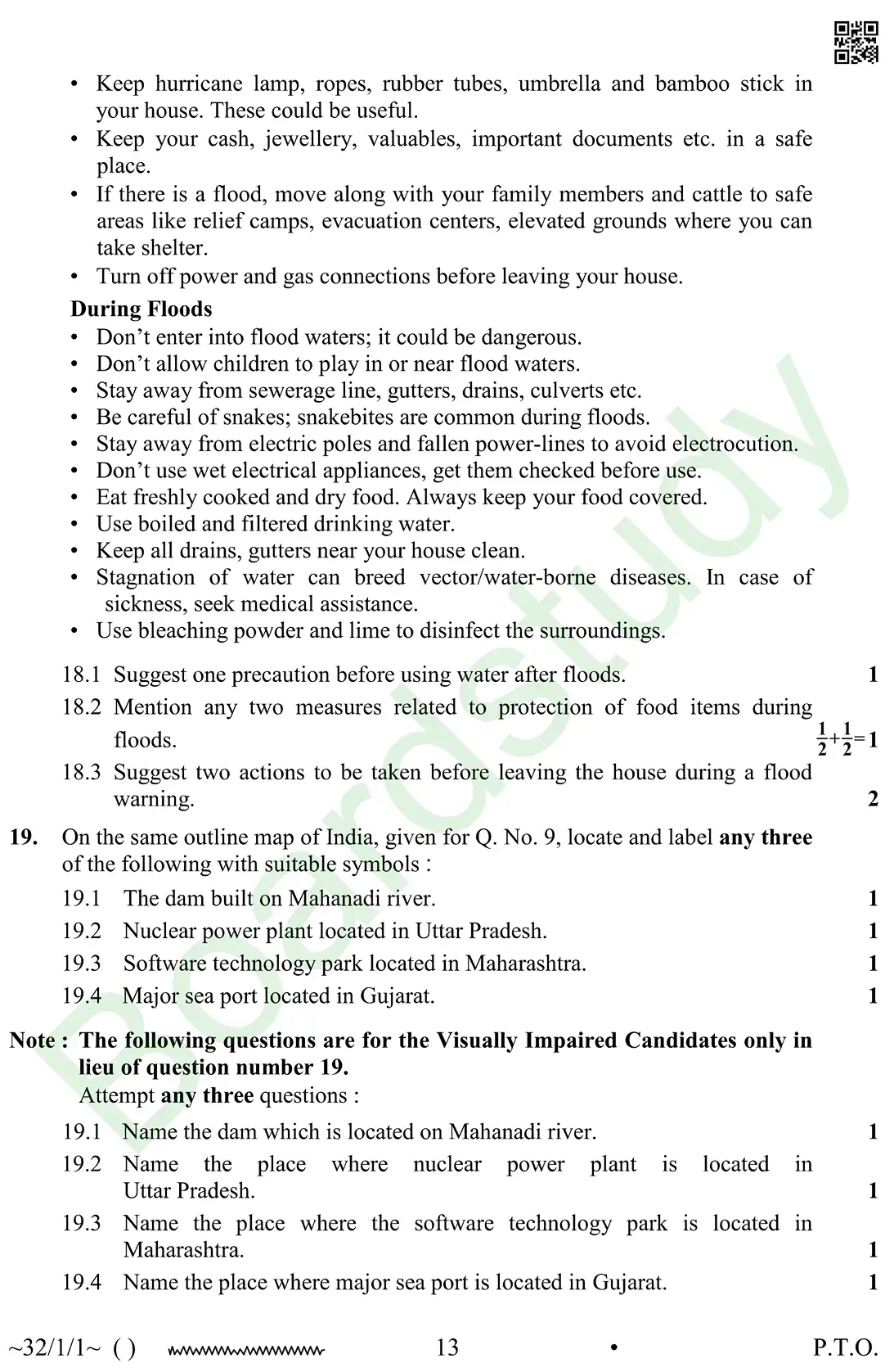 CBSE Class 10 Social Science PYQ 2026 set 1 questions page 0013
