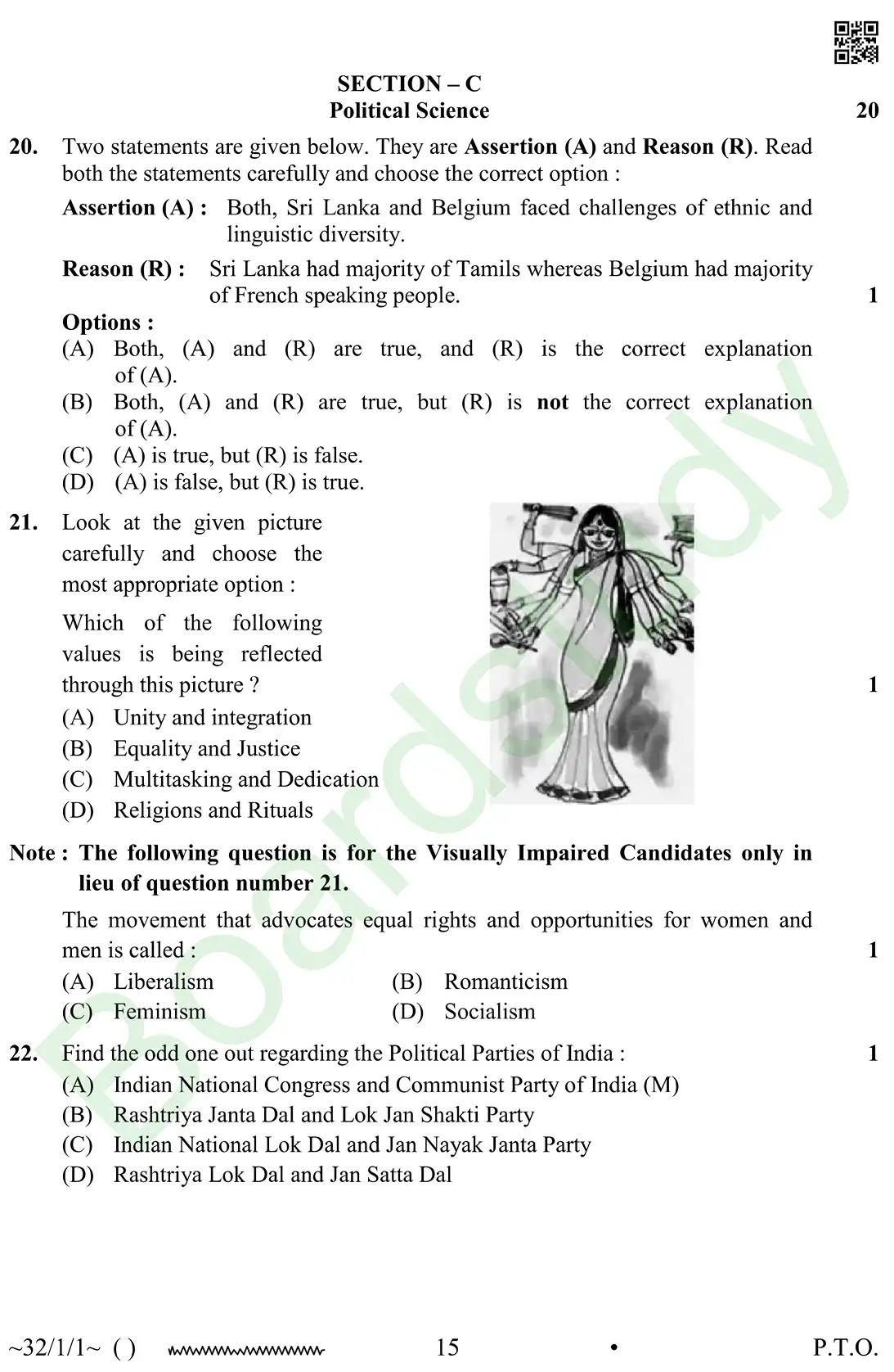 CBSE Class 10 Social Science PYQ 2026 set 1 questions page 0015