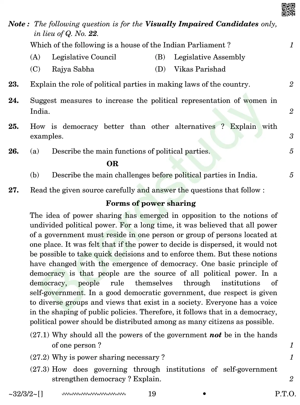 CBSE Class 10 Social Science PYQ 2026 set 2 questions page 0019