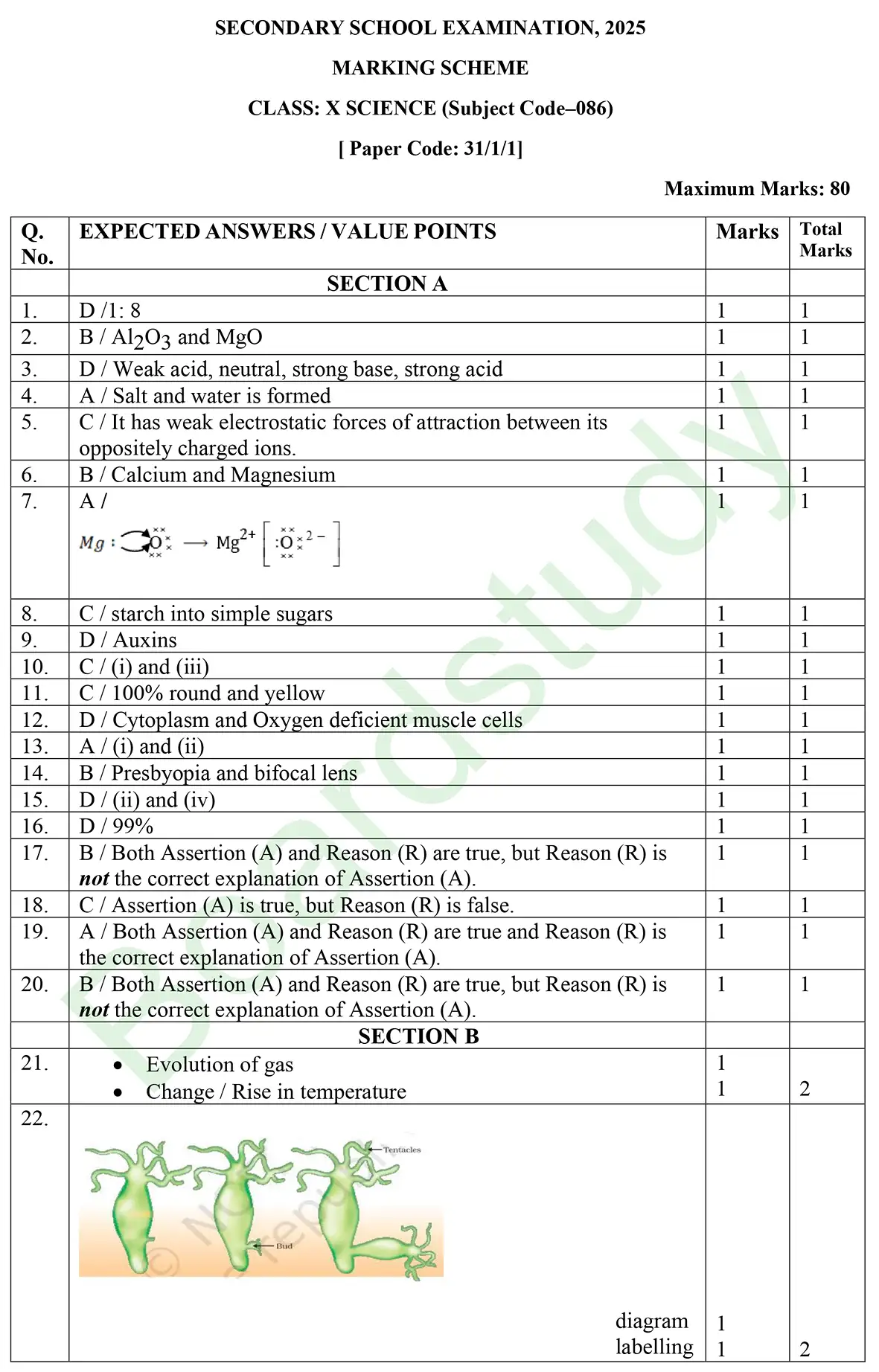 CBSE class 10 science pyq 2025 set 1 Solution page 0001