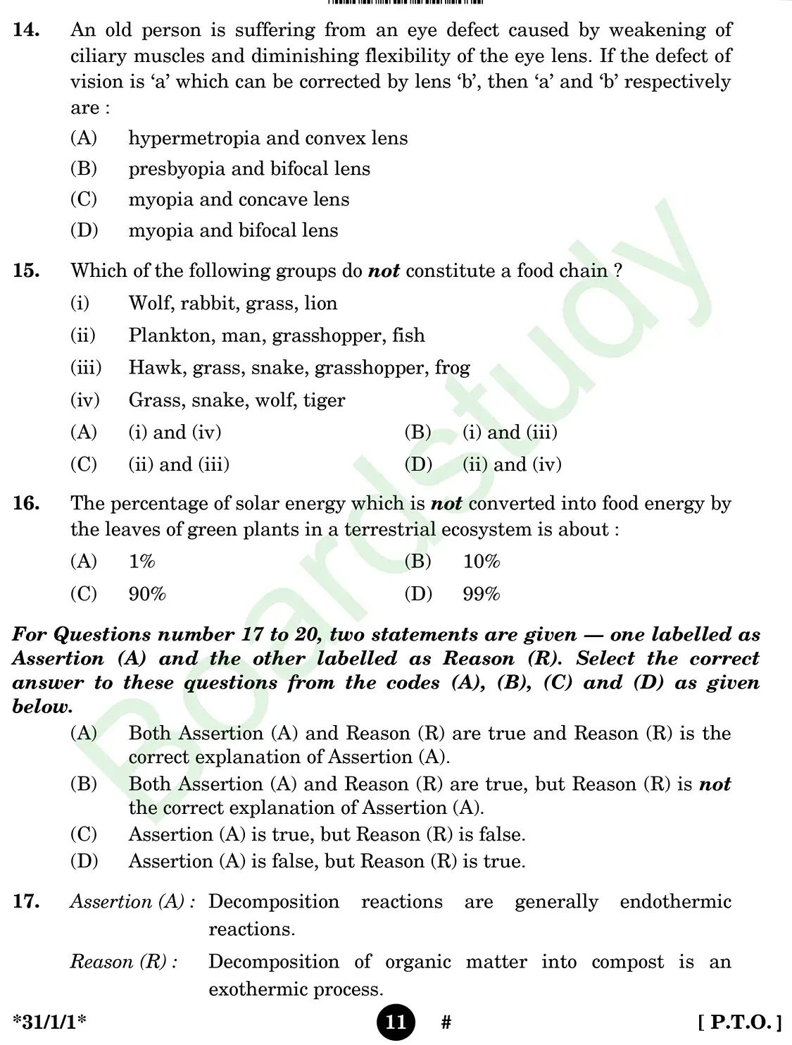 CBSE class 10 science pyq 2025 set 1 questions page 0011