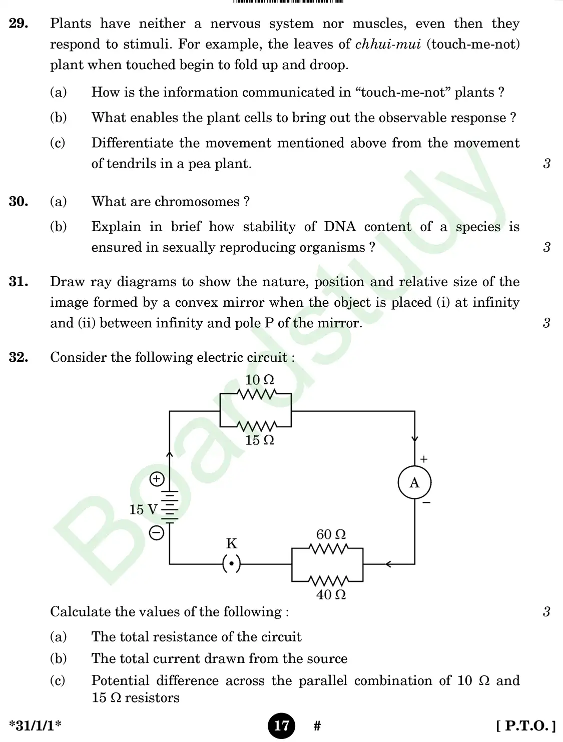 CBSE class 10 science pyq 2025 set 1 questions page 0017
