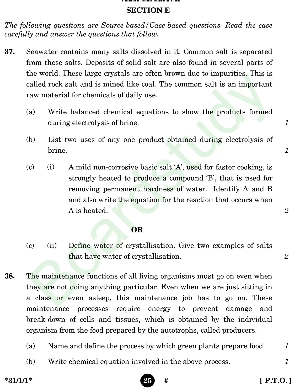 CBSE class 10 science pyq 2025 set 1 questions page 0025
