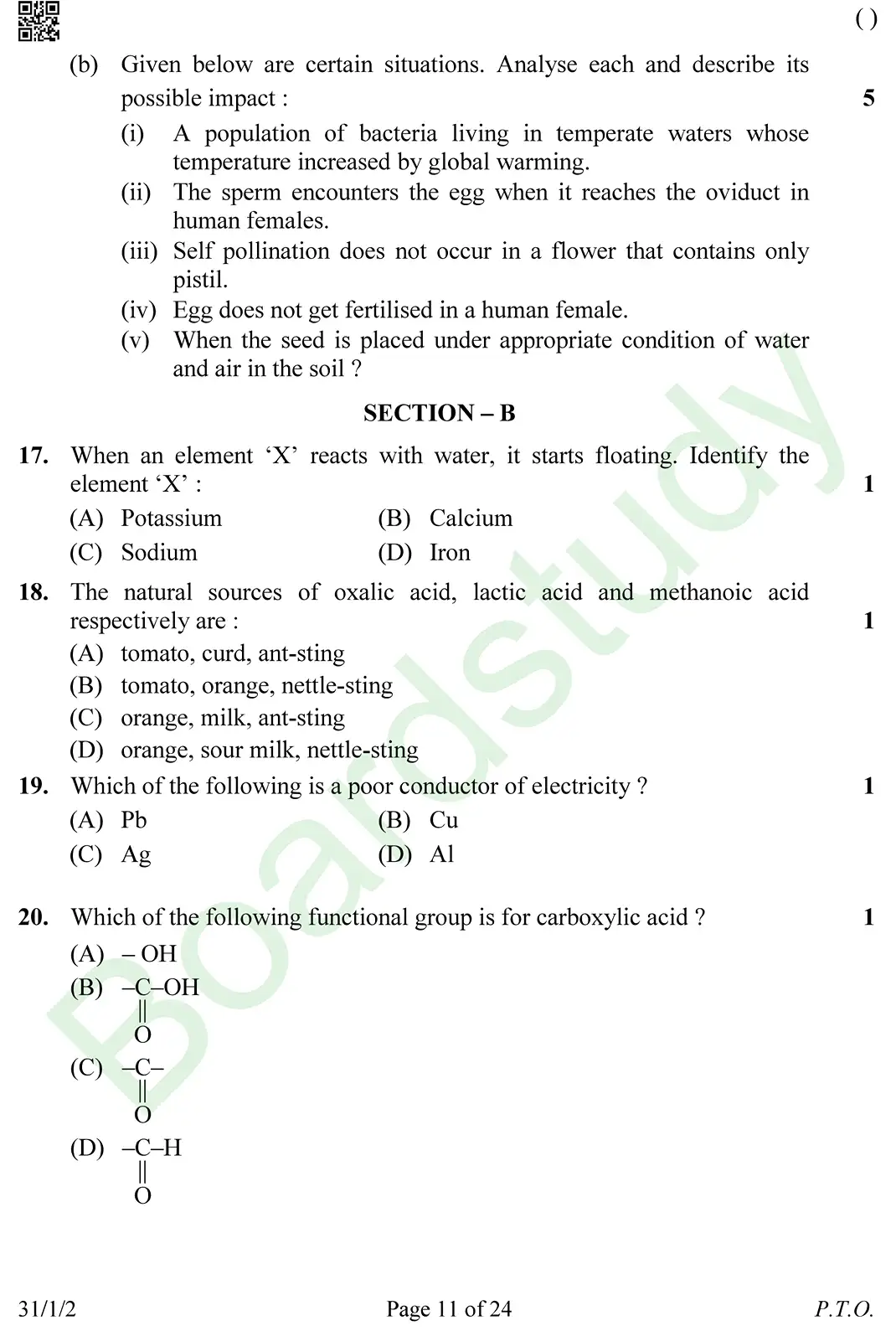 CBSE class 10 science pyq 2026 set 2 questions page 0011