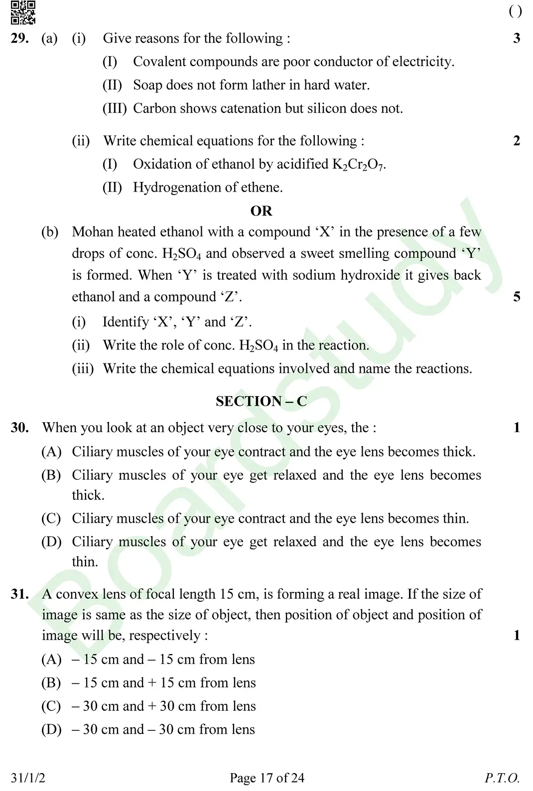 CBSE class 10 science pyq 2026 set 2 questions page 0017