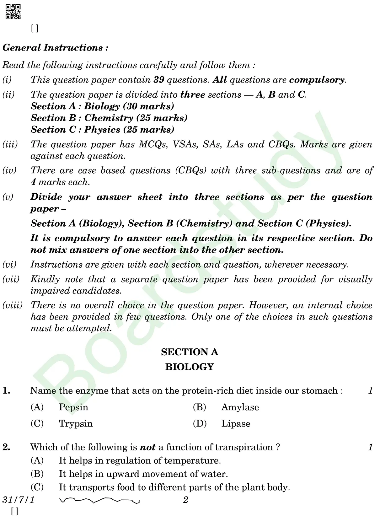 class 10 science pyq 2026 set 1 questions page 0002